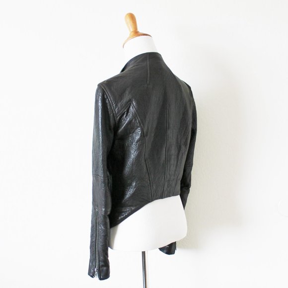Helmut Lang Blister Leather Dark Brown Asymmetrical Jacket Petite or X-Small - Picture 6 of 16